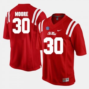 Red Alumni Football Game Ole Miss A.J. Moore College Jersey For Men's #30