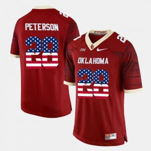 US Flag Fashion #28 Crimson Men Adrian Peterson College Jersey University Of Oklahoma