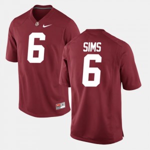For Men's Blake Sims College Jersey Alumni Football Game Crimson #6 Bama