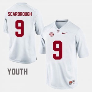 Bo Scarbrough College Jersey #9 For Kids White Roll Tide Football