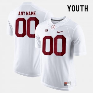 Bama Youth(Kids) White College Custom Jerseys Limited Football #00