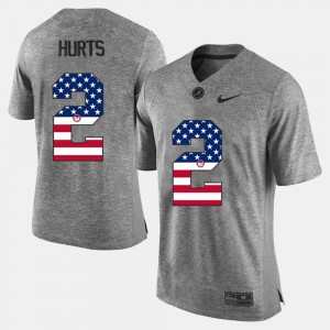 For Men #2 US Flag Fashion Jalen Hurts College Jersey Bama Gray