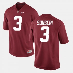 For Men's Crimson #3 Alumni Football Game Alabama Vinnie Sunseri College Jersey