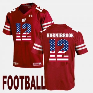 Maroon Alex Hornibrook College Jersey Wisconsin Badger Mens US Flag Fashion #12
