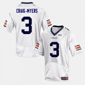 Football White #3 Auburn For Men Nate Craig-Myers College Jersey