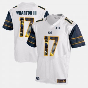 #17 White Vic Wharton III College Jersey University of California Player Pictorial For Men's