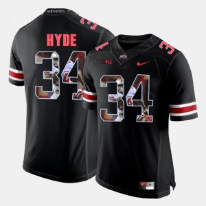 Pictorial Fashion Black Ohio State Buckeye #34 For Men's CameCarlos Hyde College Jersey