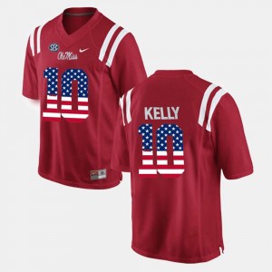 Red US Flag Fashion #10 Men's Ole Miss Chad Kelly College Jersey