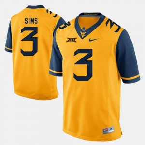 WVU #3 Men's Charles Sims College Jersey Gold Alumni Football Game