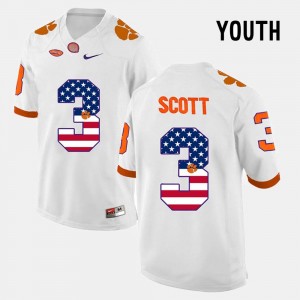 For Kids Artavis Scott College Jersey US Flag Fashion #3 Clemson Tigers White