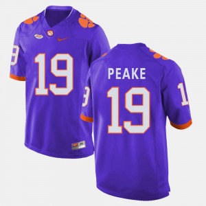 For Men's Charone Peake College Jersey Purple #19 Clemson Football