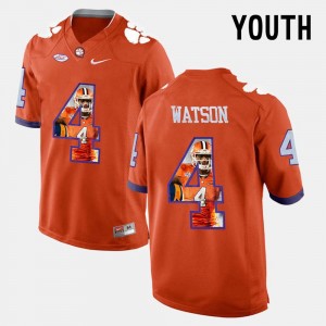 DeShaun Watson College Jersey #4 Clemson For Kids Pictorial Fashion Orange