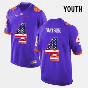 Purple US Flag Fashion CFP Champs For Kids DeShaun Watson College Jersey #4