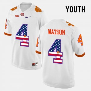 US Flag Fashion For Kids DeShaun Watson College Jersey #4 Clemson University White
