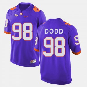 For Men's Football Kevin Dodd College Jersey #98 Purple Clemson National Championship