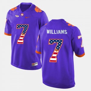 #7 US Flag Fashion For Men Mike Williams College Jersey Purple Clemson Tigers