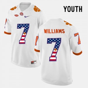 #7 Clemson Tigers Youth(Kids) US Flag Fashion White Mike Williams College Jersey