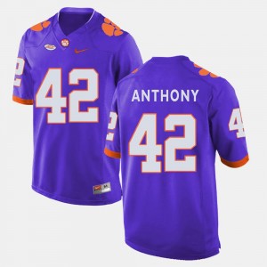 Men Purple Football Clemson Tigers #42 Stephone Anthony College Jersey