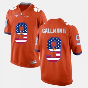 Clemson National Championship Wayne Gallman II College Jersey US Flag Fashion Men's Orange #9