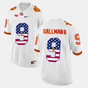White For Men Wayne Gallman II College Jersey Clemson #9 US Flag Fashion