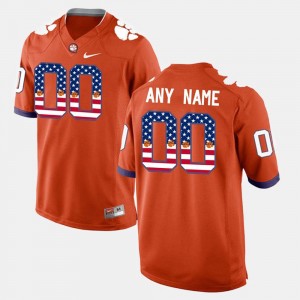 #00 US Flag Fashion Clemson College Custom Jerseys Men Orange
