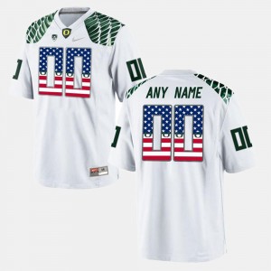 Men's College Custom Jerseys White #00 UO US Flag Fashion