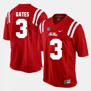 University of Mississippi #3 DeMarquis Gates College Jersey Red Alumni Football Game Men's