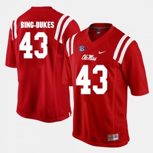 Ole Miss Alumni Football Game #43 Red Detric Bing-Dukes College Jersey Men's