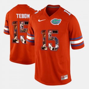 Men's Football Tim Tebow College Jersey #15 Orange Florida