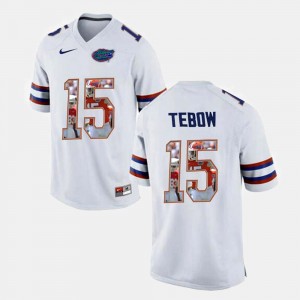 Mens Tim Tebow College Jersey White Florida Football #15