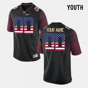 Youth(Kids) College Custom Jerseys US Flag Fashion Black #00 Florida State Seminoles