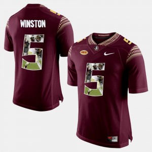 Player Pictorial Jameis Winston College Jersey Red For Men Seminole #5