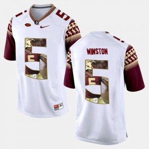 Jameis Winston College Jersey Player Pictorial Florida ST White #5 For Men