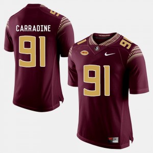 #91 Garnet Mens Football Florida ST Tank Carradine College Jersey