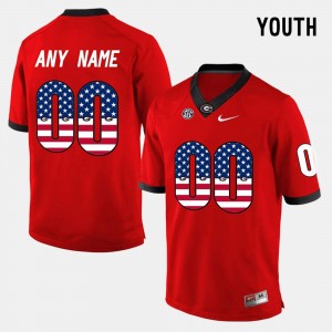 GA Bulldogs #00 Youth(Kids) US Flag Fashion Red College Customized Jersey