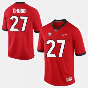 For Men's Red University of Georgia #27 Nick Chubb College Jersey Football