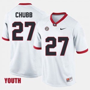 Georgia #27 White Football Kids Nick Chubb College Jersey