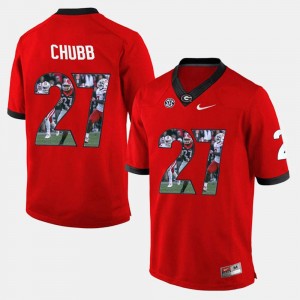 Mens Player Pictorial Nick Chubb College Jersey #27 Red GA Bulldogs