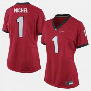 Football #1 UGA Bulldogs Red Sony Michel College Jersey Womens