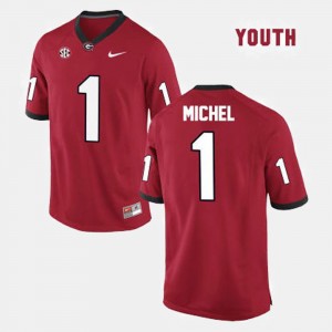 #1 Youth(Kids) Sony Michel College Jersey Georgia Bulldogs Red Football