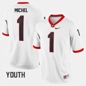 #1 Youth Football Georgia White Sony Michel College Jersey