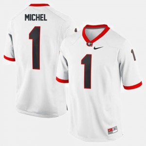 Mens Football #1 Sony Michel College Jersey UGA White