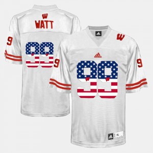 #99 White J.J. Watt College Jersey Men's US Flag Fashion UW