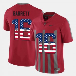 For Men #16 US Flag Fashion J.T. Barrett College Jersey Scarlet Ohio State Buckeyes