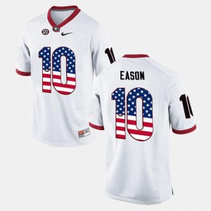 Jacob Eason College Jersey US Flag Fashion Georgia Bulldogs #10 Mens White