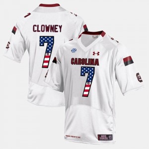 #7 White USC Gamecock US Flag Fashion Men's Jadeveon Clowney College Jersey