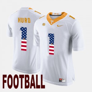 White Tennessee Vols US Flag Fashion Jalen Hurd College Jersey Mens #1