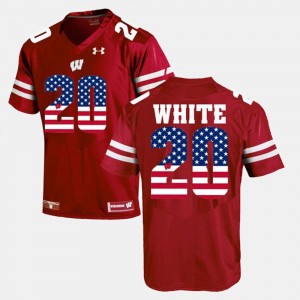 Maroon #20 US Flag Fashion James White College Jersey Mens Badgers