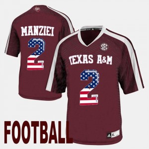 Johnny Manziel College Jersey US Flag Fashion Men's Texas A&M Aggies Maroon #2