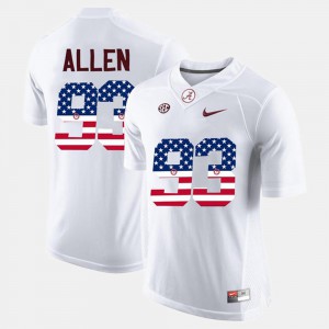 US Flag Fashion #93 Alabama Jonathan Allen College Jersey Men's White